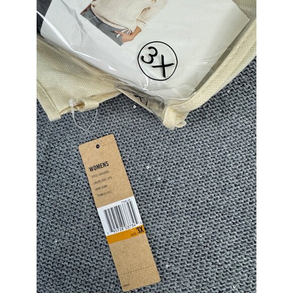 DKNY Jeans Womens 3X Grey V-Neck Sequin Knit Sweater Light Soft Comfortable - Picture 10 of 11